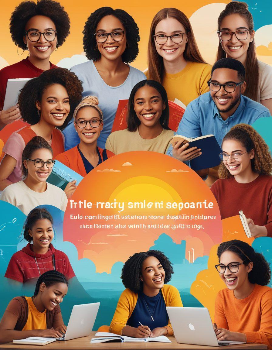 A vibrant collage showcasing diverse individuals engaged in various transformative training activities, such as coding, public speaking, and art classes, with bright smiling faces and an uplifting atmosphere. Include elements like colorful books, tools, and digital skills icons woven throughout the scene, symbolizing skill growth and joy. The background should be a warm sunrise, representing a hopeful future. super-realistic. vibrant colors. inspirational tone.